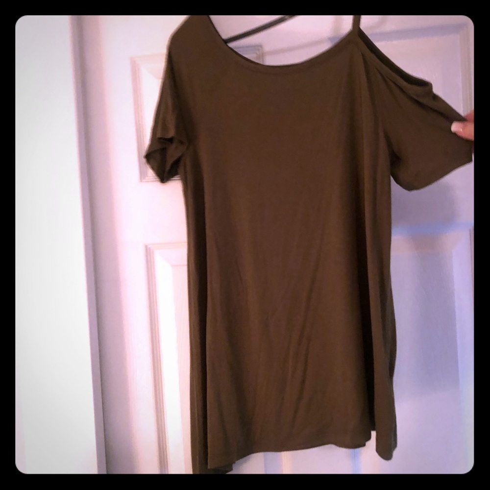 Olive green shirt with short sleeves